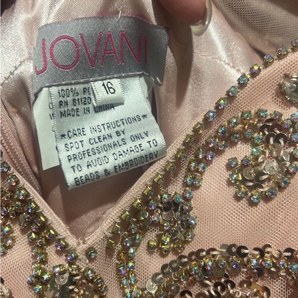 NWT Jovani Light Pink Embellished Long Sleeve Dress size 16 - Picture 8 of 12